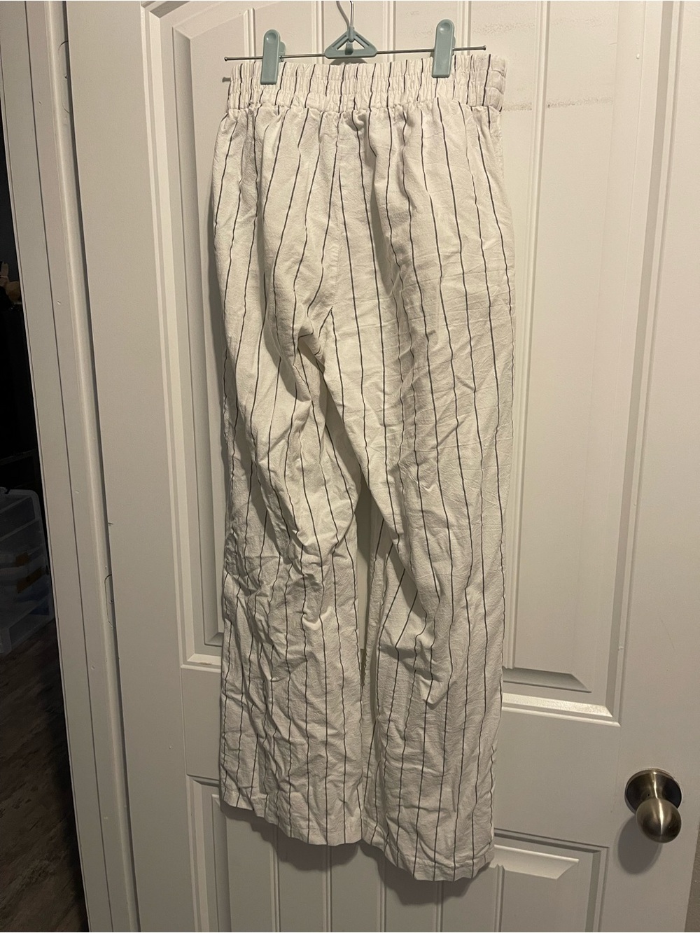 Sienna Sky White Wide-Leg Pinstripe Pants